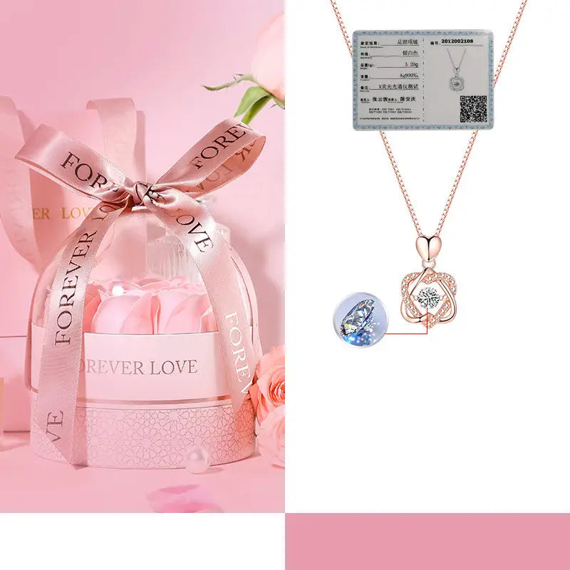 520 Valentine’s Day Gifts For Girlfriends Premium Necklace - 999rose gold and pink roses