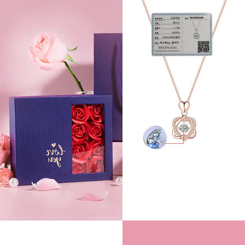 520 Valentine’s Day Gifts For Girlfriends Premium Necklace - 999rose gold plus flower