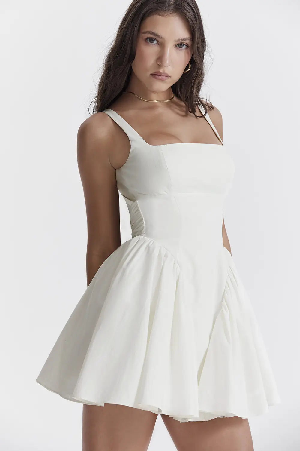Square Neck Sleeveless Dress With Backless Bow Design Summer Fashion Slim Short Dresses For Women Clothing