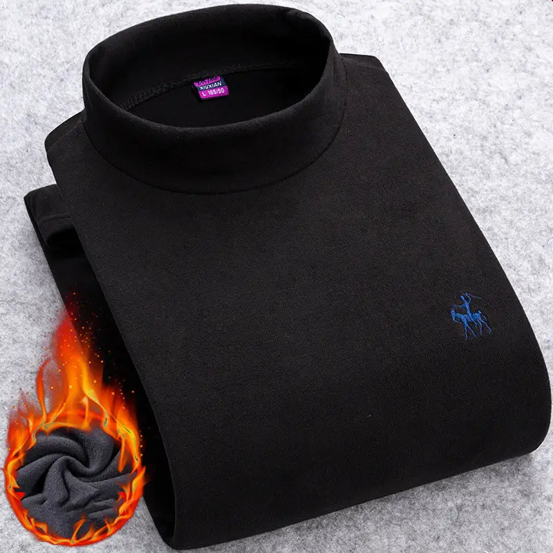 Men’s Half High Collar Plus Velvet Warm Plus Size Slim Bottoming Shirt