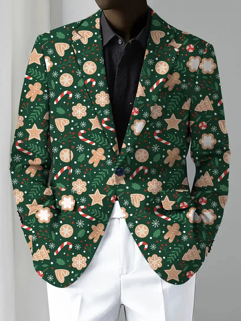 Christmas Series Cartoon Anime Men’s Long-sleeved Coat