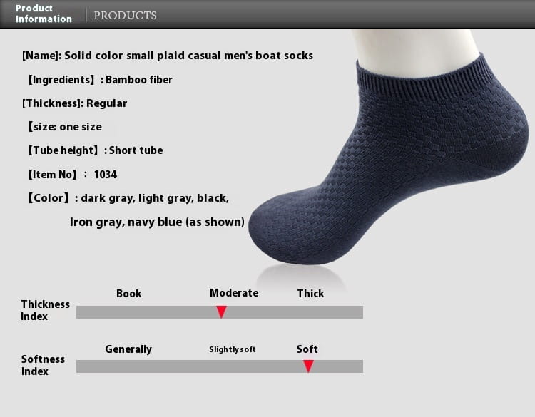 Bamboo Fiber Casual Men’s Low Cut Short Four Seasons Socks