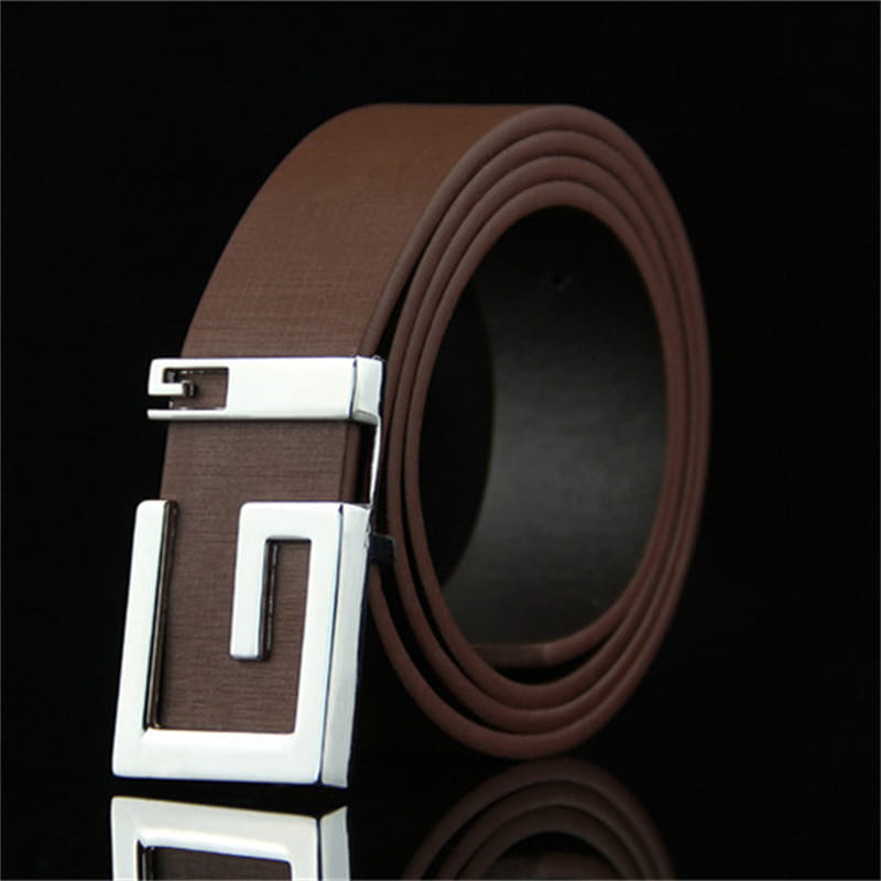 Brown leather belt with silver buckle from Men’s and Women’s Fashionable Belts collection.