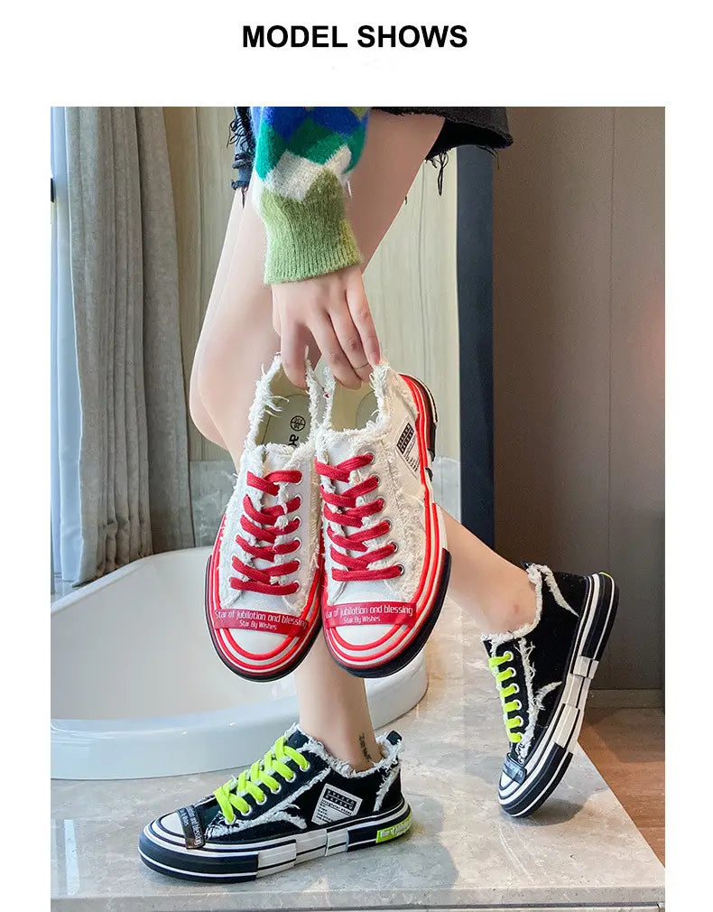 Platform stitching ladies canvas shoes