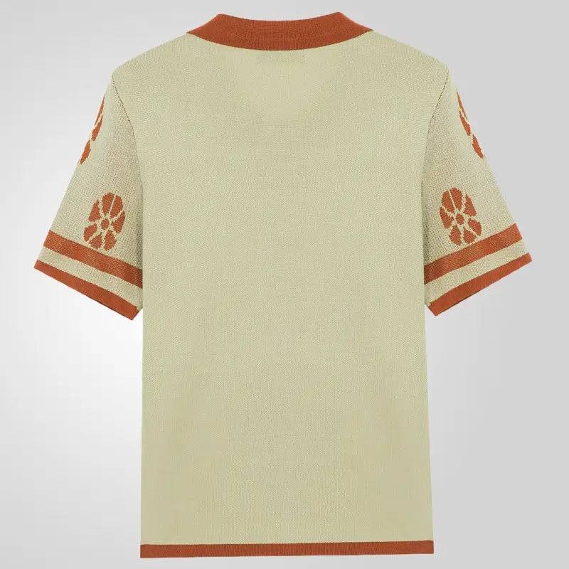 Jacquard Men’s Knitted Shirt Lapel Cardigan Short Sleeve Polo Shirt