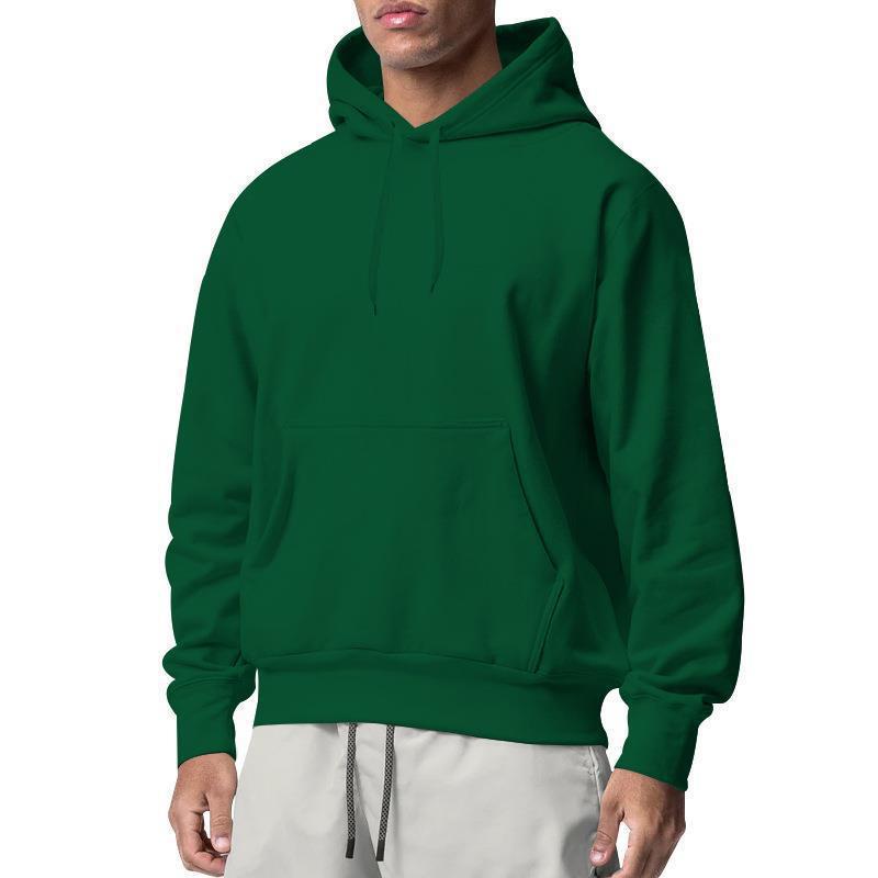European And American Men’s Sports Solid Color Fleece Sweater Hoodie