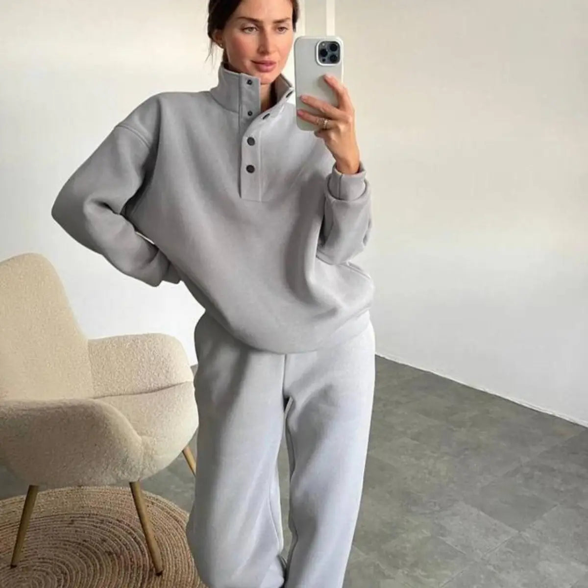 Women’s Fashion Solid Color Hoodie Pants Suit