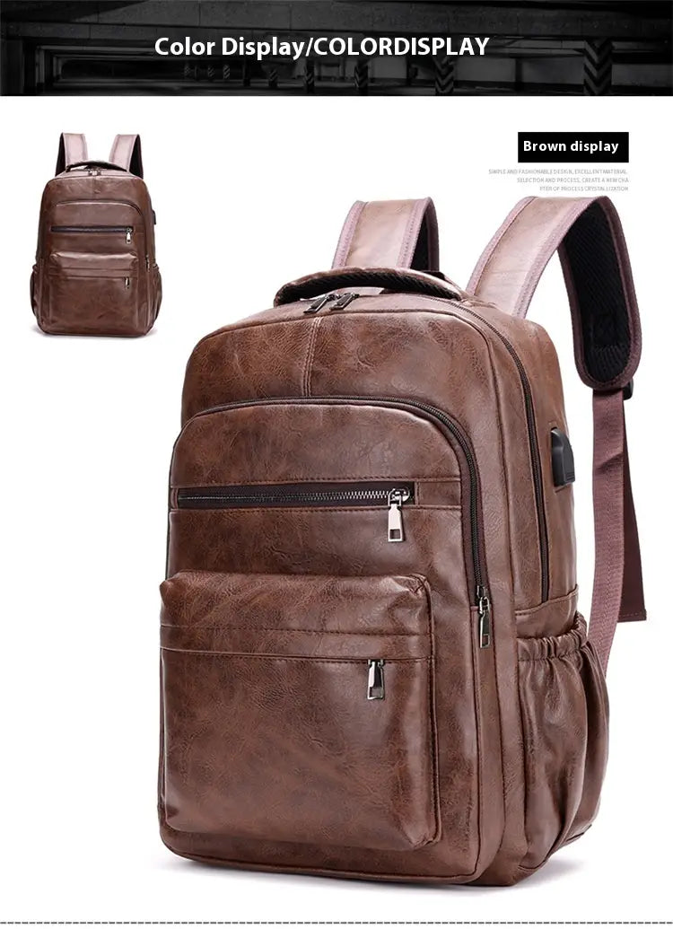 Multi-functional Retro Leather Backpack