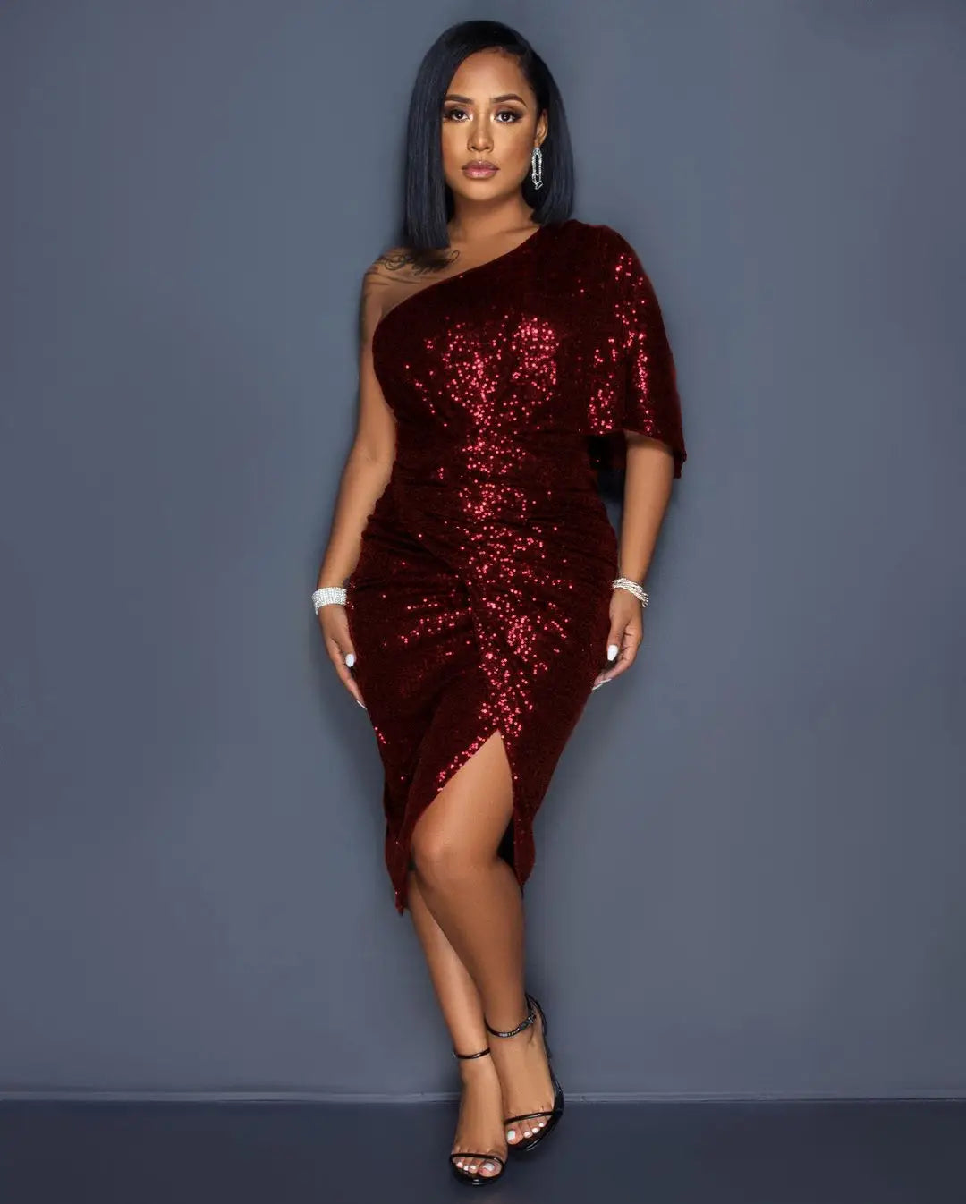 Pure Color Sequins Women’s Clothing Dress
