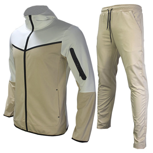 Casual Color Matching Coat Trousers Men's Suit