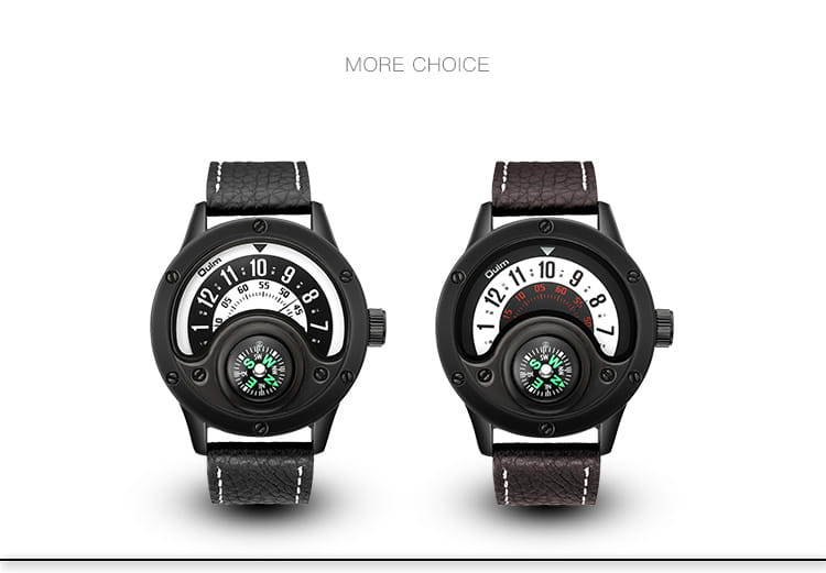 New Sport Watches Men Decorative Compass Unique Design Male Quartz Clock Men’s Leather Strap Casual Wrist Watch