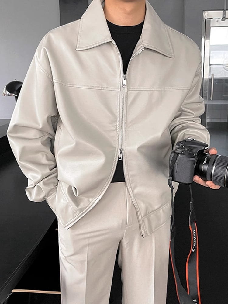 Leather Jacket Men’s Loose Trendy Overalls