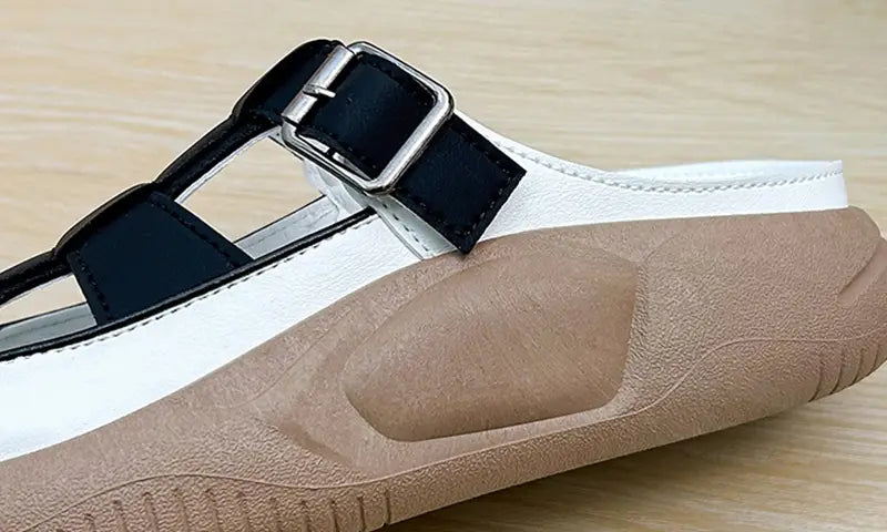 Thick-soled Closed-toe Slippers Summer Outdoor Garden Hollow Buckle Slide Sandals Casual Beach Shoes