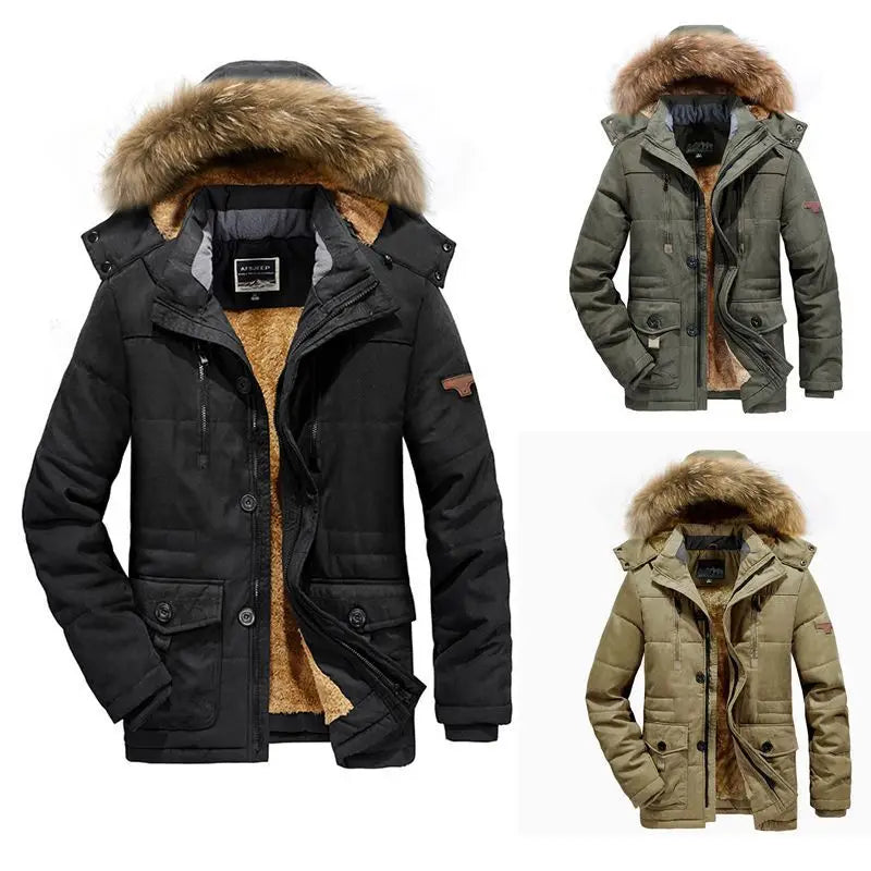 Men’s Mid-length Plus Size Men’s Quilted Jacket