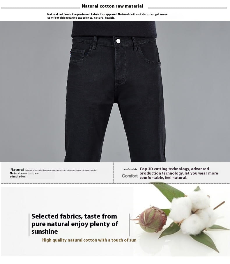 New Slim Fit Youth Casual Straight-leg Cotton Jeans Men