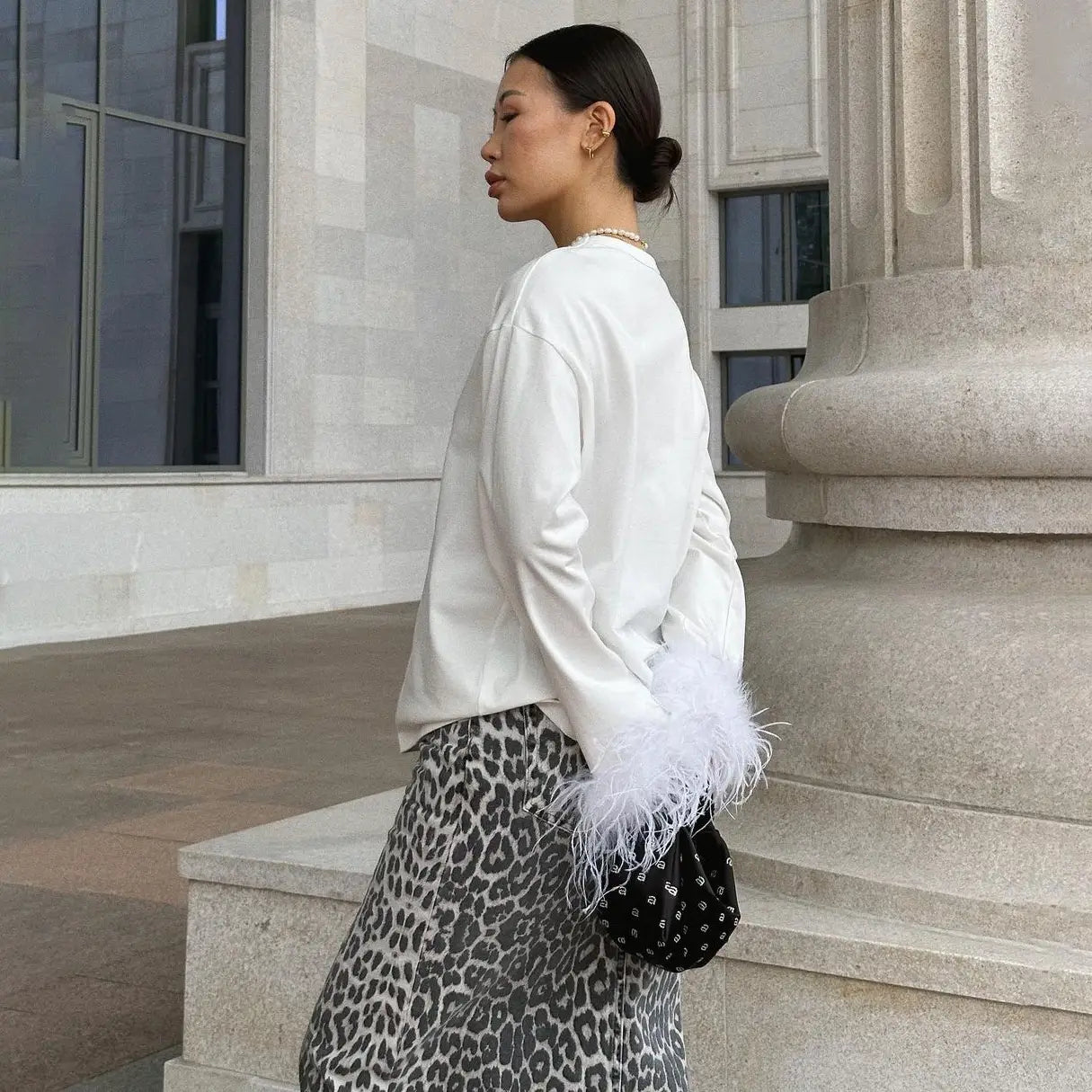 Women’s Leopard Print Straight Ankle-length Skirt