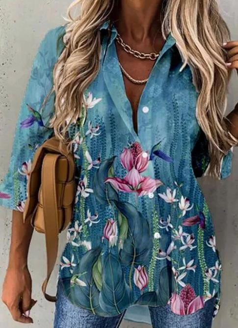 Long-sleeved Lapel Ladies Shirts Foreign Trade Women’s Clothing