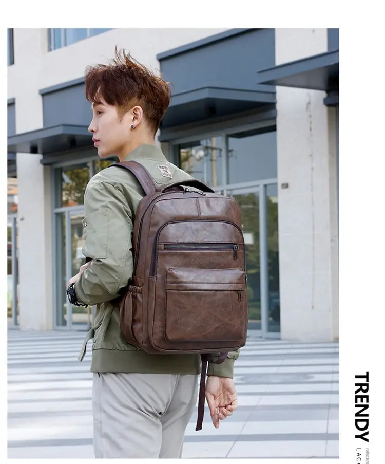 Multi-functional Retro Leather Backpack