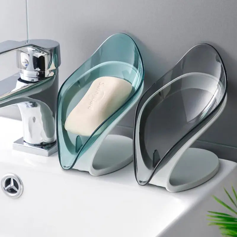 Bathroom Soap Holder Leaf Shape Soap Box Kitchen Dish Storage Box Non-slip Drain Soap Storage Case Container Bathroom