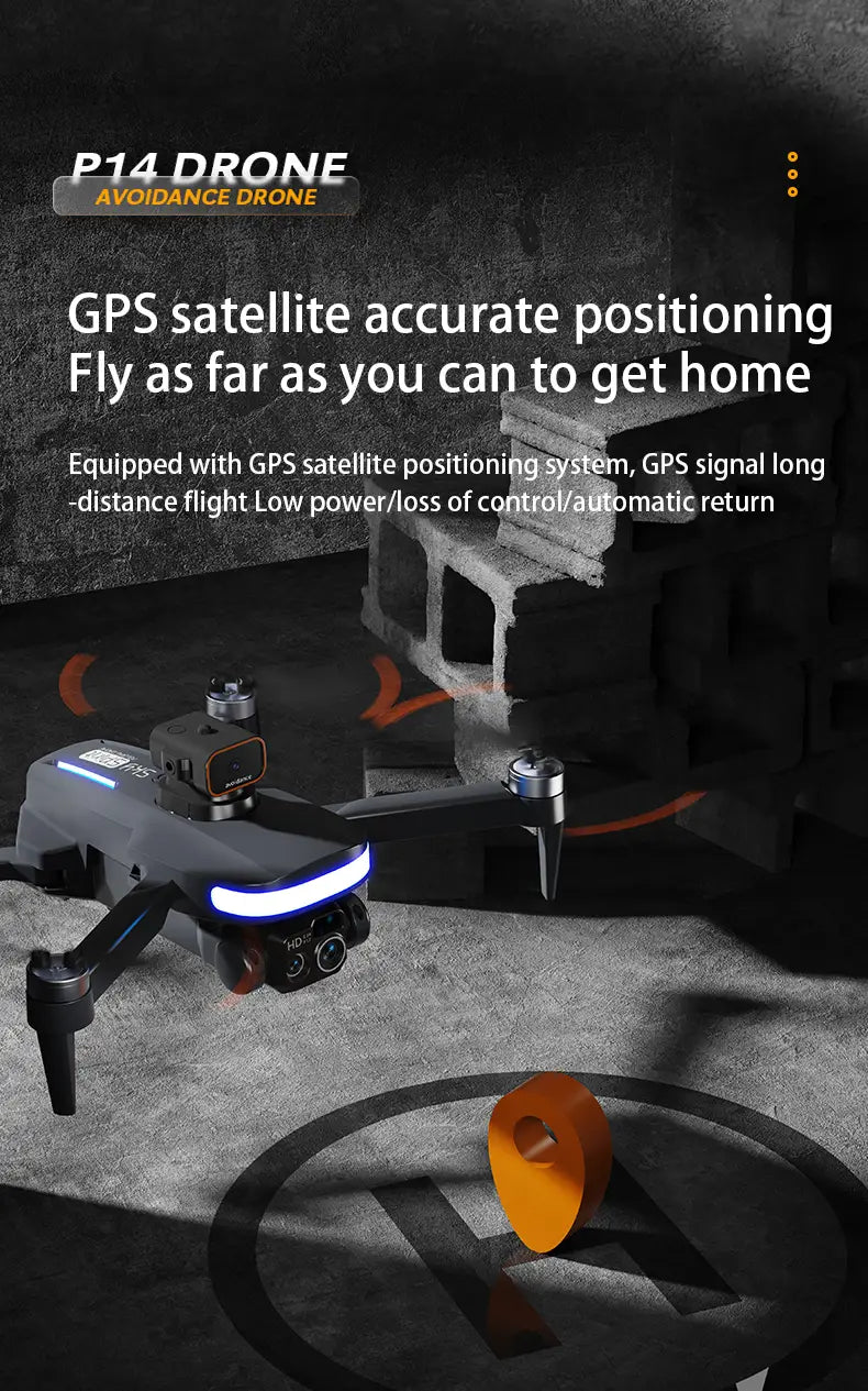 P14 Drone Long Endurance HD Aerial Photography Five-surface Obstacle Avoidance Quadcopter GPS Auto-return Remote
