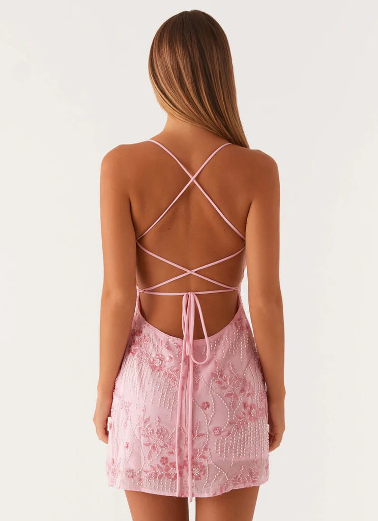 Women’s Sequined Embroidered Backless Sling Dress