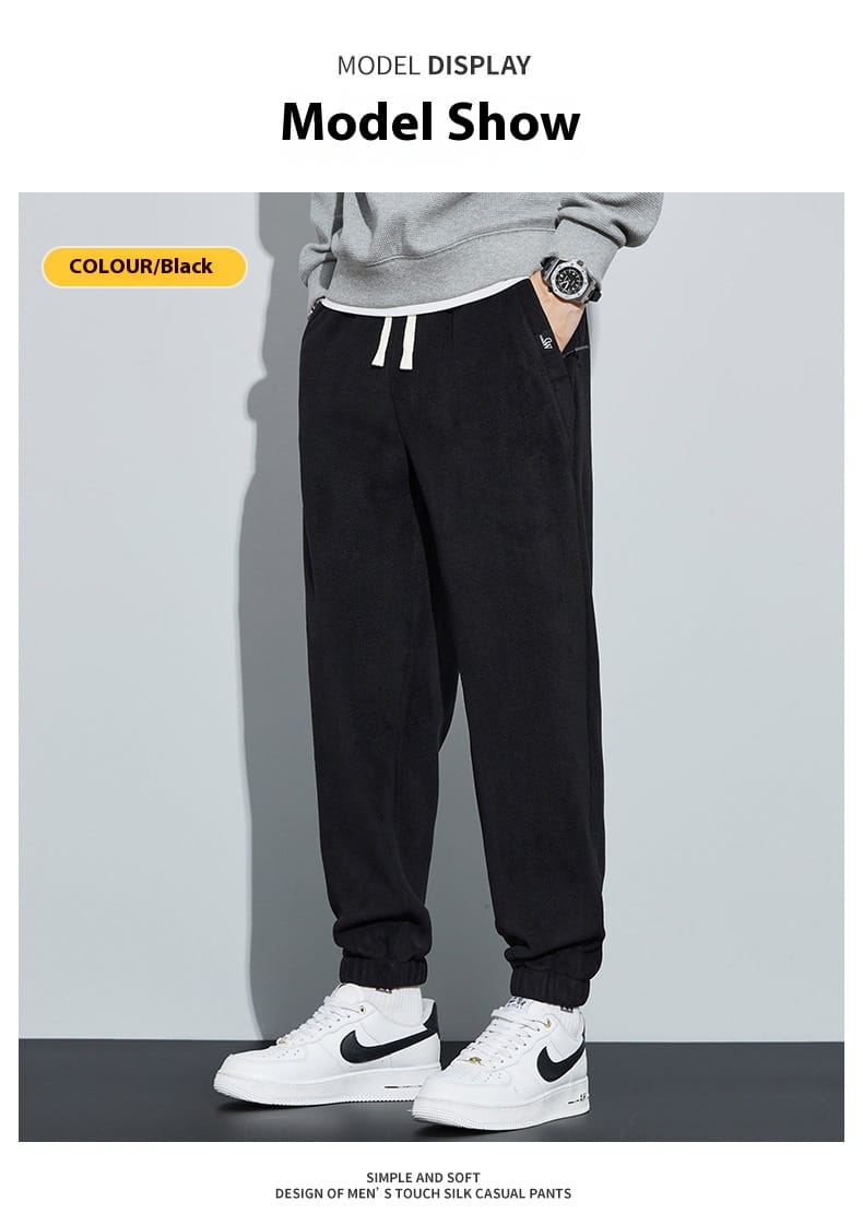 Thickened Outer Wear Loose Double-sided Velvet Ankle-tied Sports Pants For Men