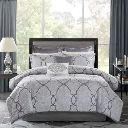 Comforter Set With Cotton Bed Sheets Silver King 12 piece