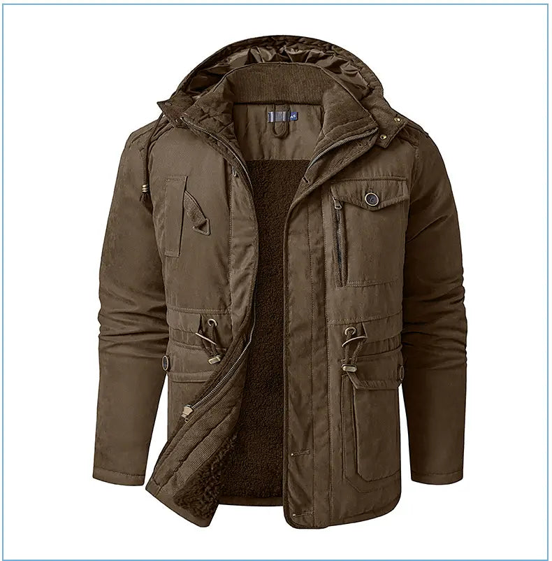 Men’s Plus Size Mid-length Fleece-lined Thickened Cotton-padded Coat