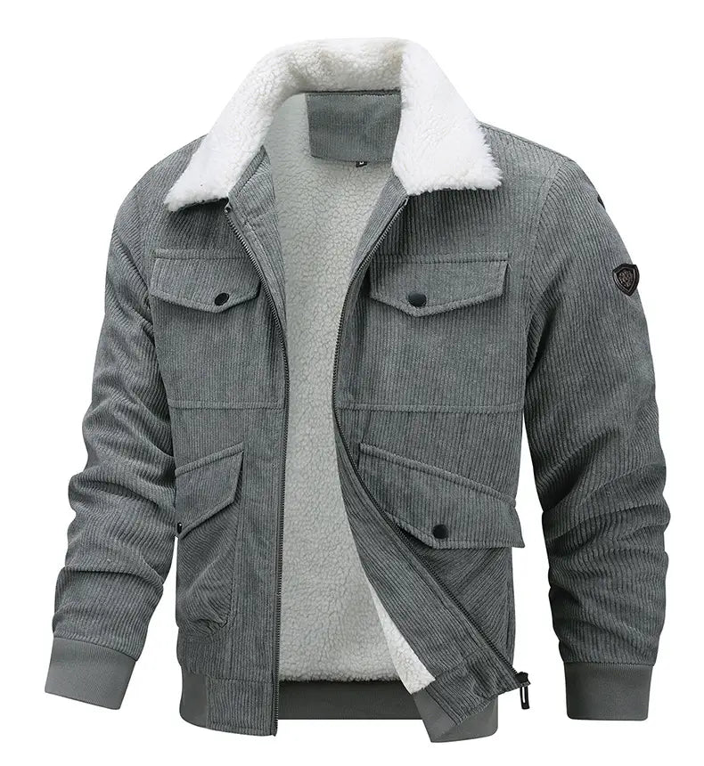 Winter Lapel Fleece Jacket With Pockets Warm Thicken Cotton Coat Men’s Clothing