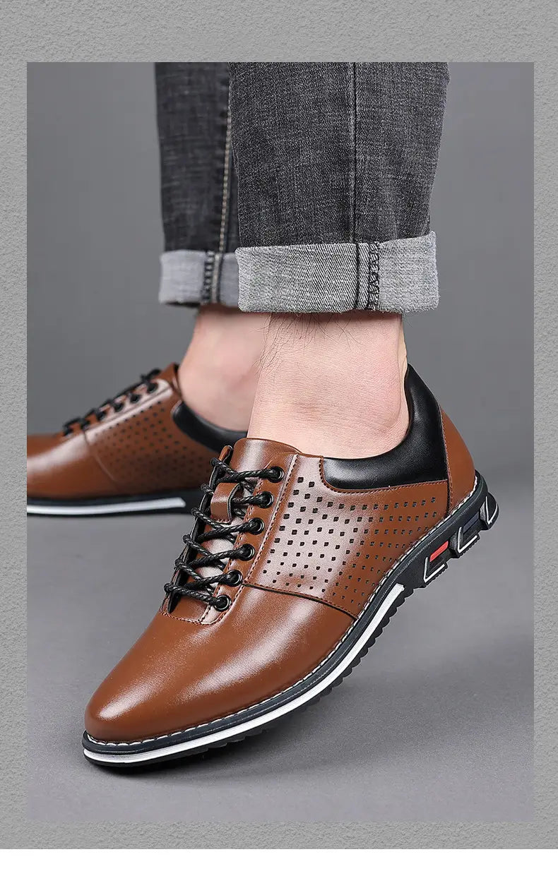 Height Increasing Insole Versatile Men’s Autumn New British Style Casual Korean Leather Shoes