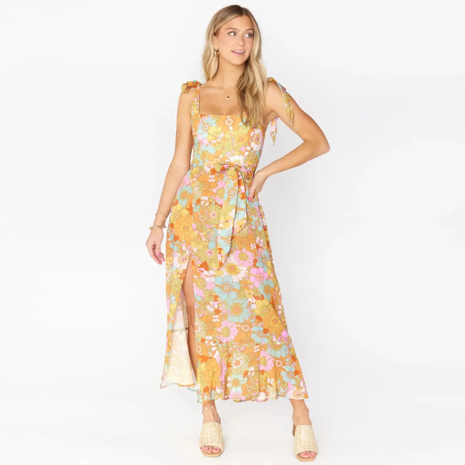 Spring And Summer New Women’s Halter Straps Bustier Floral Dresses