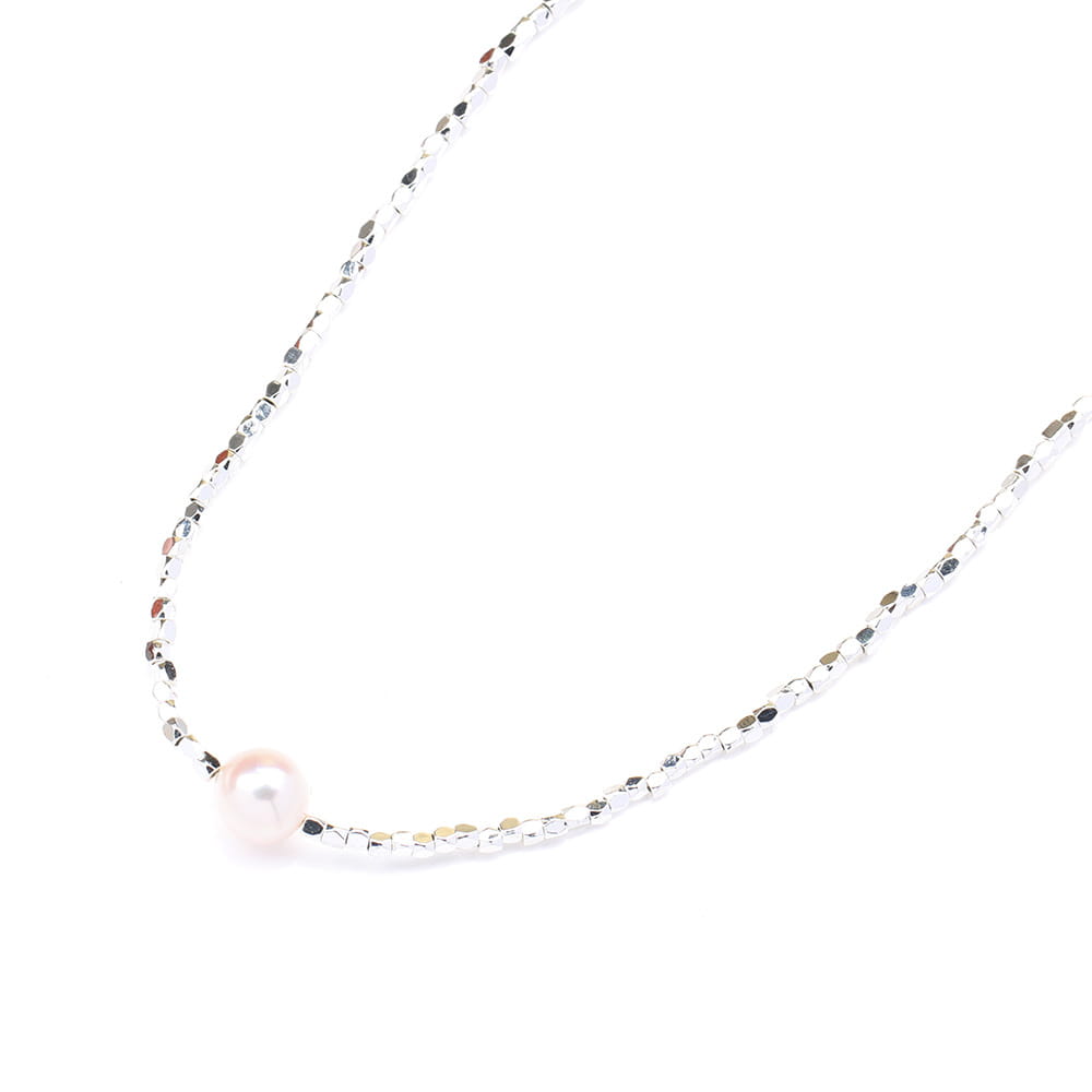 New Cute Simple Broken Silver Necklace Natural Pearl Pendant Colourful Beads Collarbone Chain Women’s Accessories