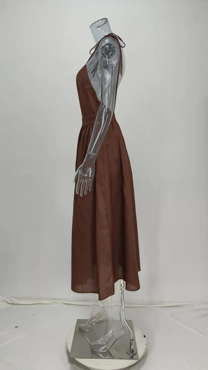 Summer V-neck Suspender Split Dress Fashion Backless High Waist Long Dress For Women Clothing