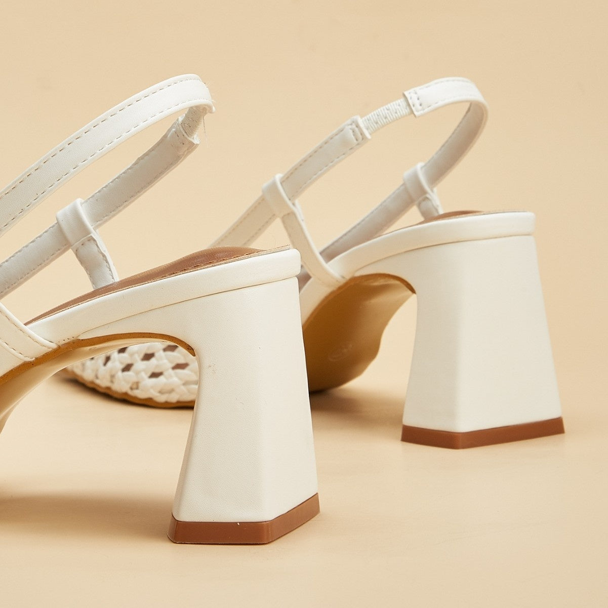 White Pointed-toe, Closed-toe Woven Mesh Sandals