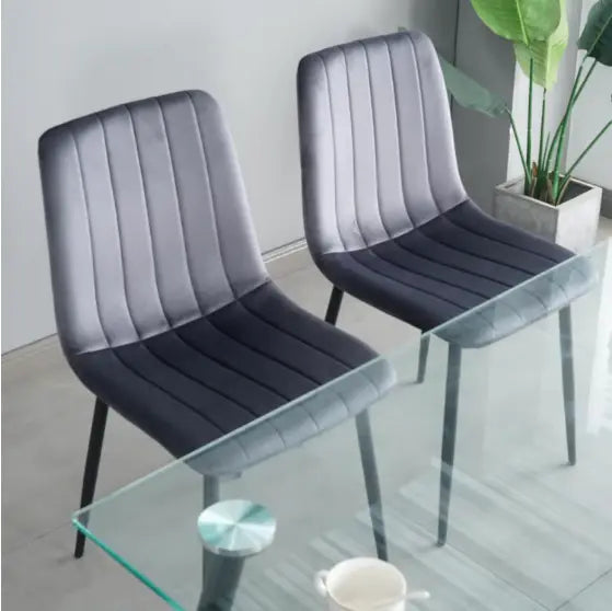 Kitchen Chair 4-piece Set With Upholstered Seat And Metal Legs