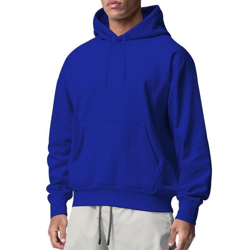 European And American Men’s Sports Solid Color Fleece Sweater Hoodie