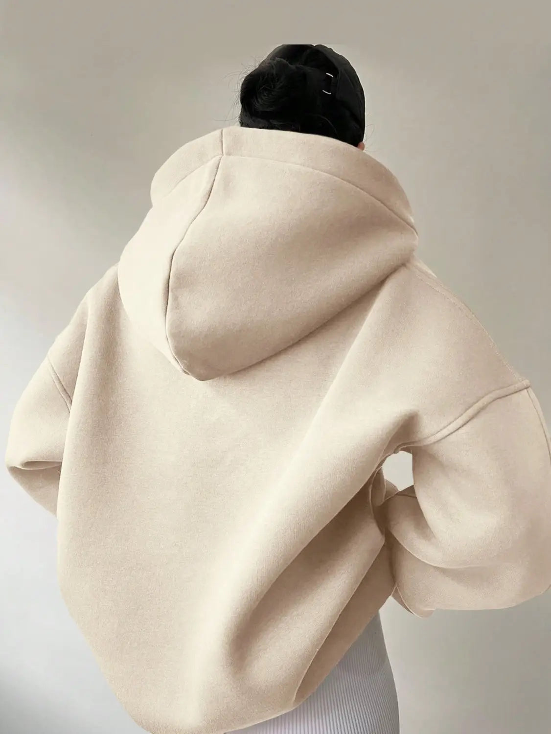 Women’s Solid Color Long Sleeve Hooded Solid Color Loose Sweater