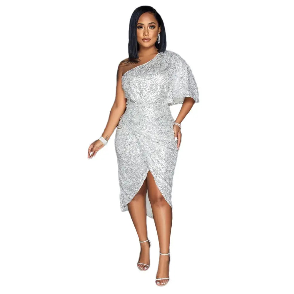 Pure Color Sequins Women’s Clothing Dress