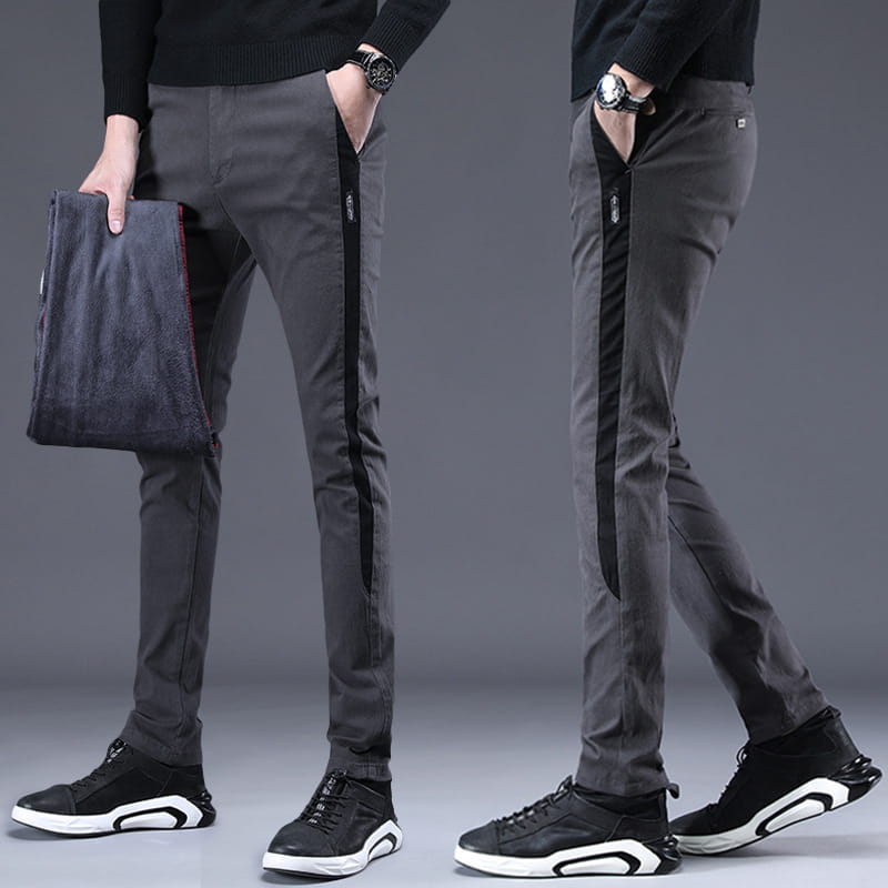 Men’s plus cashmere casual stretch trousers