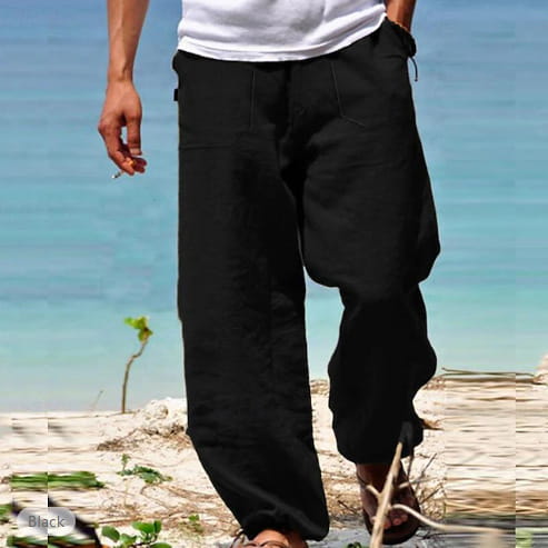Men’s Trousers Summer Drawstring Elastic Waist Beach Pants