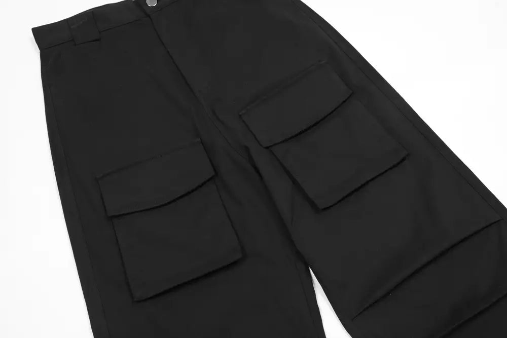Multi Pocket Tooling Wide Leg Trousers For Men