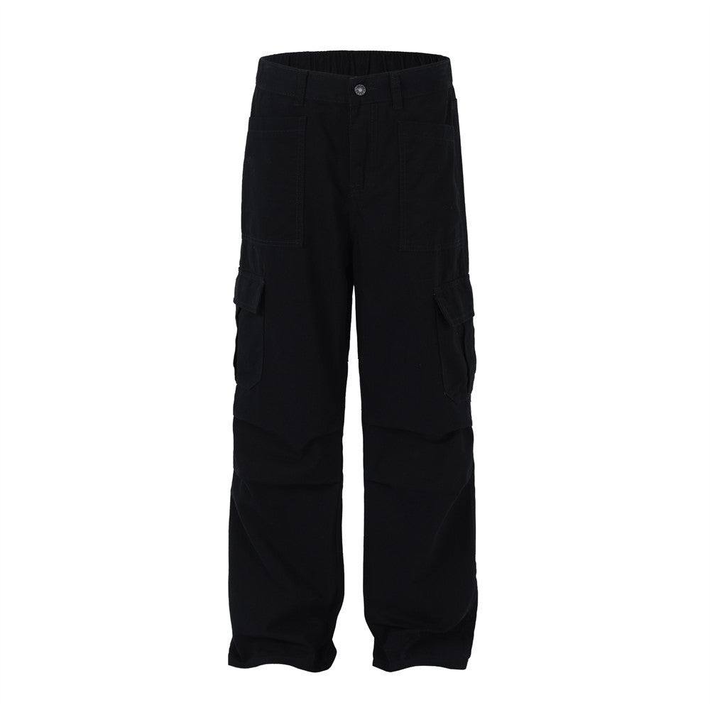 Fashion Solid Color Workwear Straight-leg Trousers Men