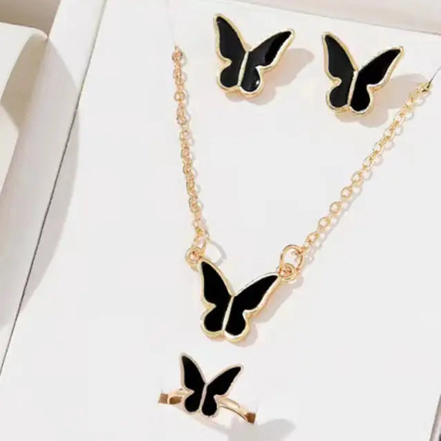 5PCS Fashion Butterfly Pendants Necklace Earrings Ring Bracelet Sets For Women Jewelry Set Bridal Wedding Jewelry Gift Beyond Trends Hub