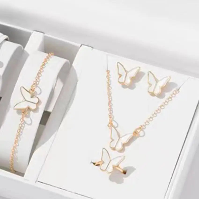 5PCS Fashion Butterfly Pendants Necklace Earrings Ring Bracelet Sets For Women Jewelry Set Bridal Wedding Jewelry Gift Beyond Trends Hub