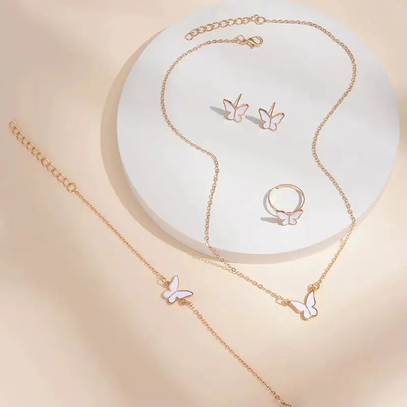 5PCS Fashion Butterfly Pendants Necklace Earrings Ring Bracelet Sets For Women Jewelry Set Bridal Wedding Jewelry Gift Beyond Trends Hub