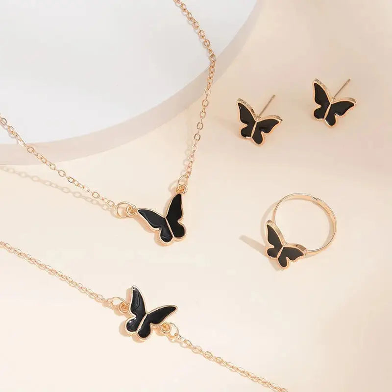 5PCS Fashion Butterfly Pendants Necklace Earrings Ring Bracelet Sets For Women Jewelry Set Bridal Wedding Jewelry Gift Beyond Trends Hub