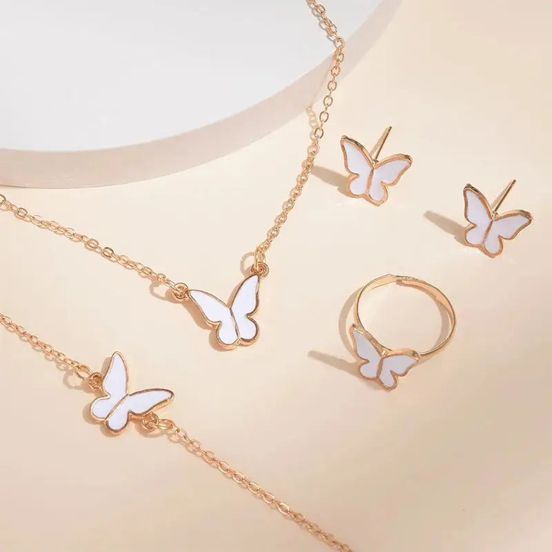 5PCS Fashion Butterfly Pendants Necklace Earrings Ring Bracelet Sets For Women Jewelry Set Bridal Wedding Jewelry Gift Beyond Trends Hub
