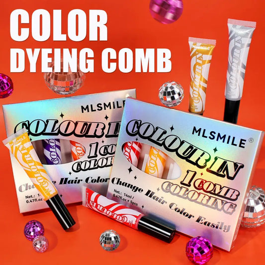 5pcs Set Temporary Hair Dye Cream Stage Performance Temporary Hair Dye With Applicator Brush Vibrant Colors Women Hair