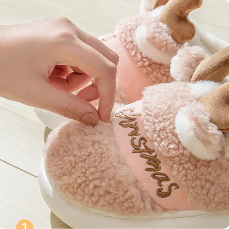 Christmas Shoes Winter Home Slippers Elk Soft Cozy Bedroom Slipper Slip On House Shoes