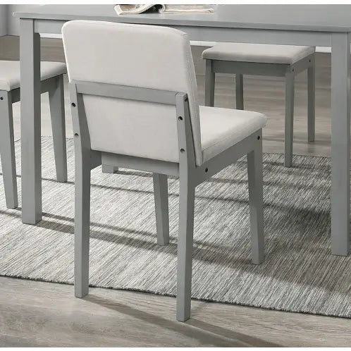Grey Finish 5pc Dining Room Set Dining Table 4x Chairs Beige Fabric Chair